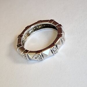 Ross Simons Gunmetal Sterling silver Thick Diamond Band Ring EA